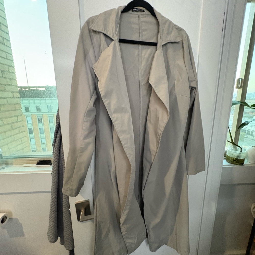 Trench Coat SHEIN Elegant Gray waterproof SZ XL